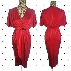SHEIN 70's Style Red Wrap Dress (Xs)
